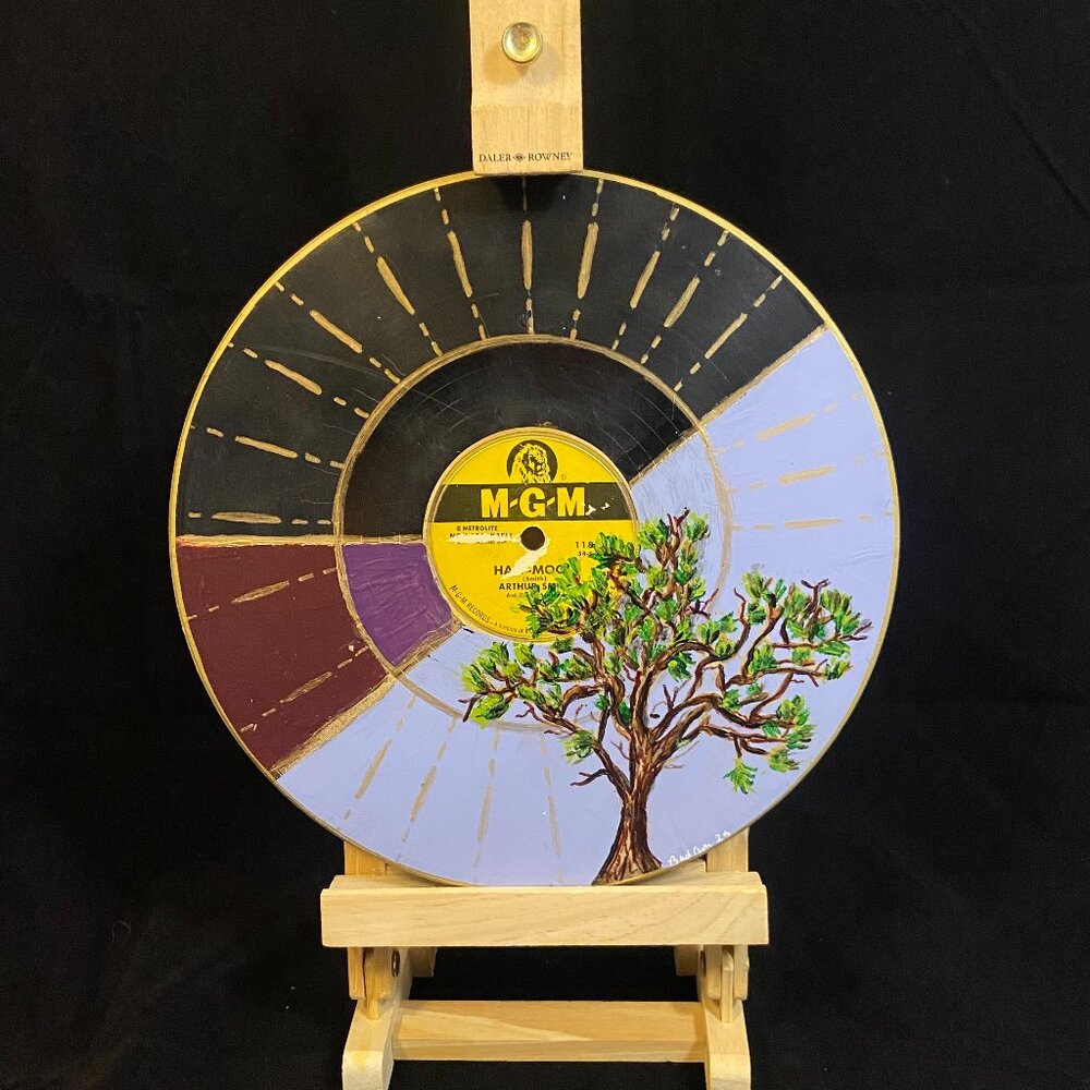 CLEARANCE Hand painted Record - Mesquite Tree -1of1-  by BadAsh -Unique Decor